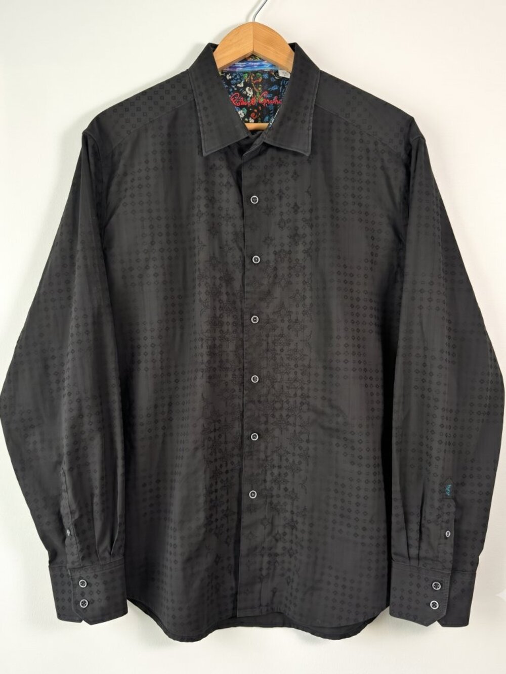 Robert Graham Shirt Mens 2XL Black Classic Fit Pattern Long Sleeve Button Up